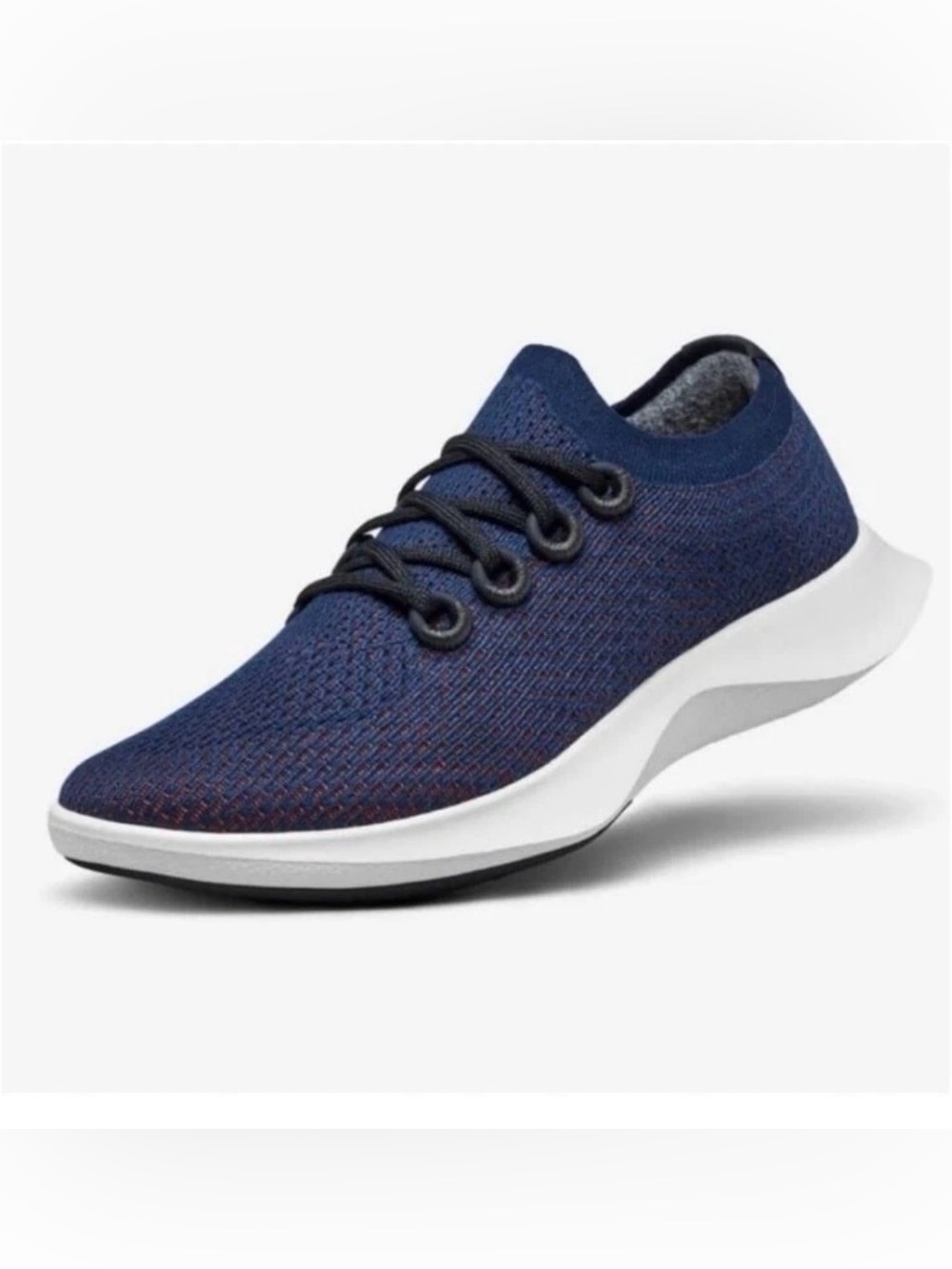allbirds Men's Navy Knit Lace-Up Sneaker with White Sole
